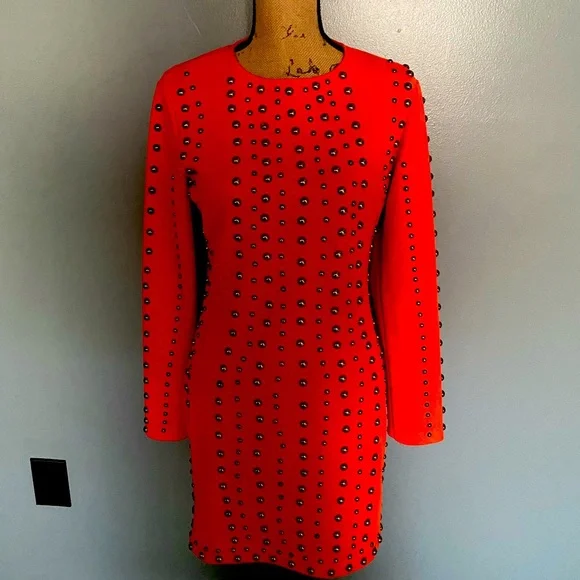 tangerine bodycon dress BEC & BRIDGE Bodycon V-neck Dress Size-2 tangerine